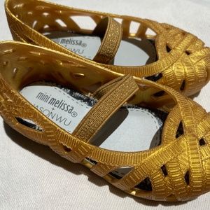 Golden yellow Mini Melissa + Jason Wu kids shoes